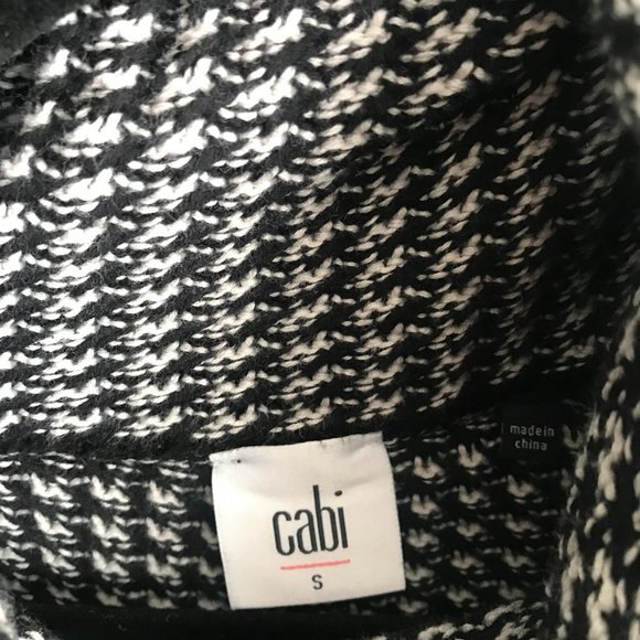 CAbi #3167 Fergie Draped Turtleneck Black White Chuky Knit Sweater - Picture 3 of 9
